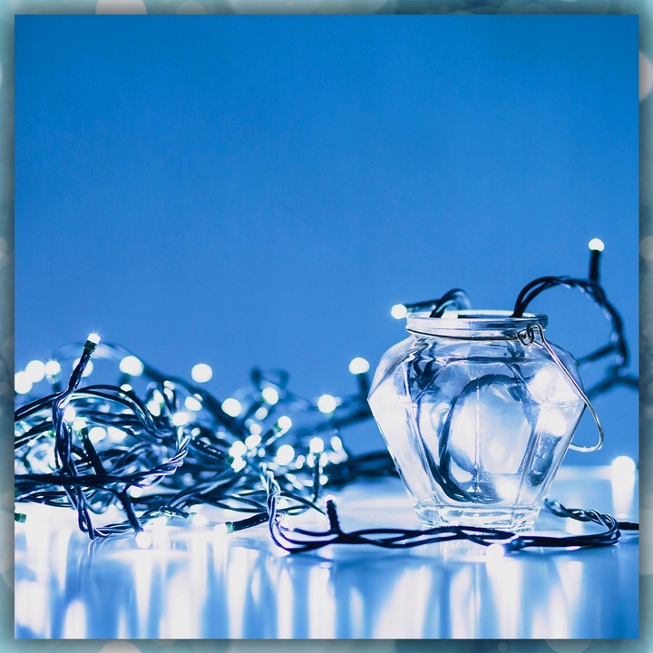 LAMPKI CHOINKOWE BIAŁY ZIMNY 1000LED 8 TRYB ZEW/WEW 63 METRY NA CHOINKĘ