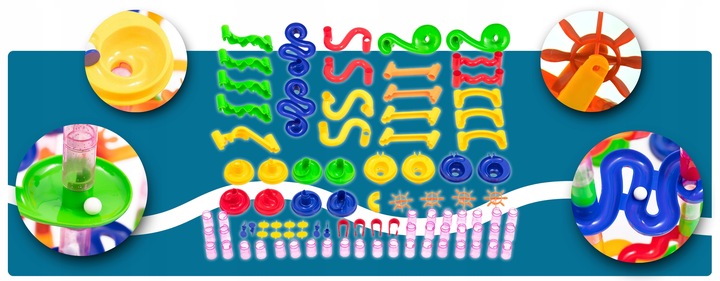 TOR KULKOWY KULODROM KLOCKI KONSTRUKCYJNE ZESTAW 105 EL KULKI 30 KULEK