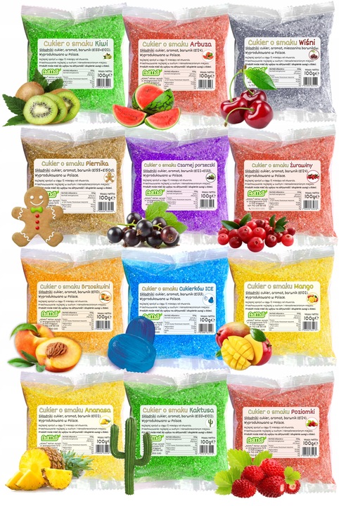 Cukier 12x 100g Do Waty Kolorowy w Saszetkach Wariant 2 + Dodatki