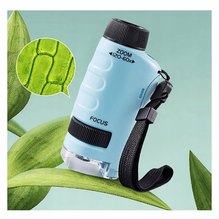 MIKROSKOP EDUKACYJNY KIESZONKOWY DLA DZIECI LABORATORIUM 120x 60x PRZENOŚNY