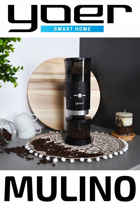 Elektryczny młynek kawy Żarnowy Yoer 150W AUTOMATYCZNY +43 Poziomy mielenia