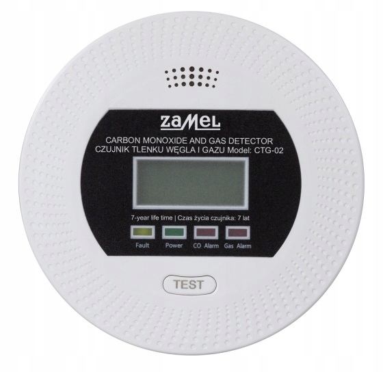CZUJNIK GAZU CTG-02 ZAMEL TLENKU WĘGLA CZADU GAZU ZIEMNEGO ZASILANIE 230V