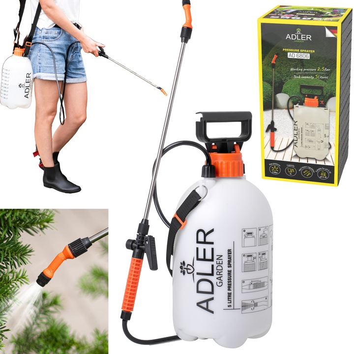 Ręczny OPRYSKIWACZ CIŚNIENIOWY Duża Pojemność 5L REGULACJA Zraszania Lanca