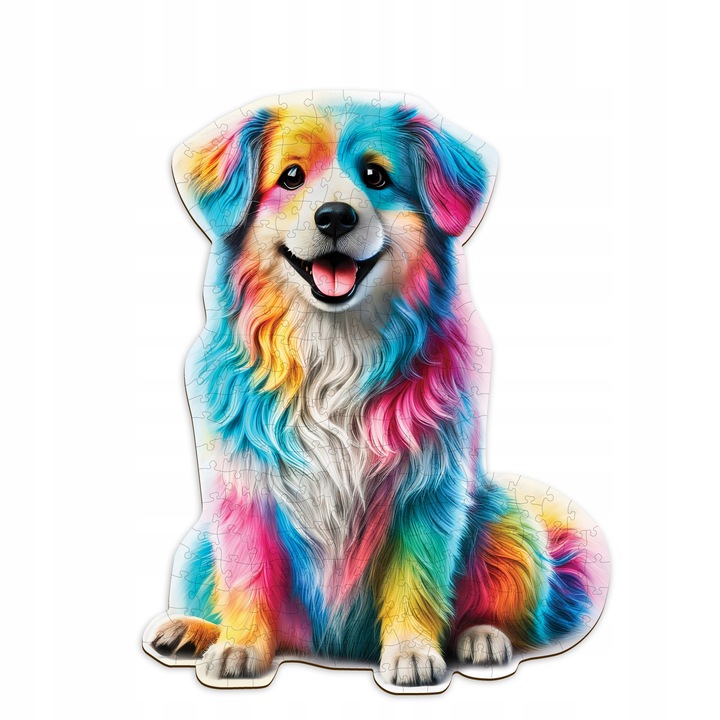 Drewniane Puzzle 250 Elementów Tęczowy Pies Dorosłych i Dzieci Wooden.City