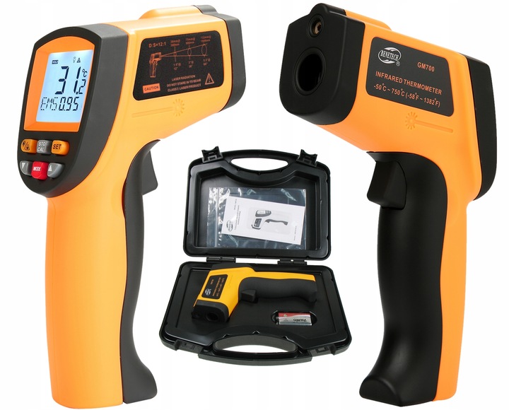 PIROMETR TERMOMETR LASEROWY BEZDOTYKOWY NA PODCZERWIEŃ EMISYJNOŚĆ -50 +750
