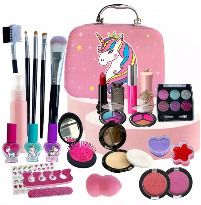 KUFEREK KOSMETYKÓW Zestaw do MAKIJAŻU I PAZNOKCI DLA DZIECI DOMOWE SPA