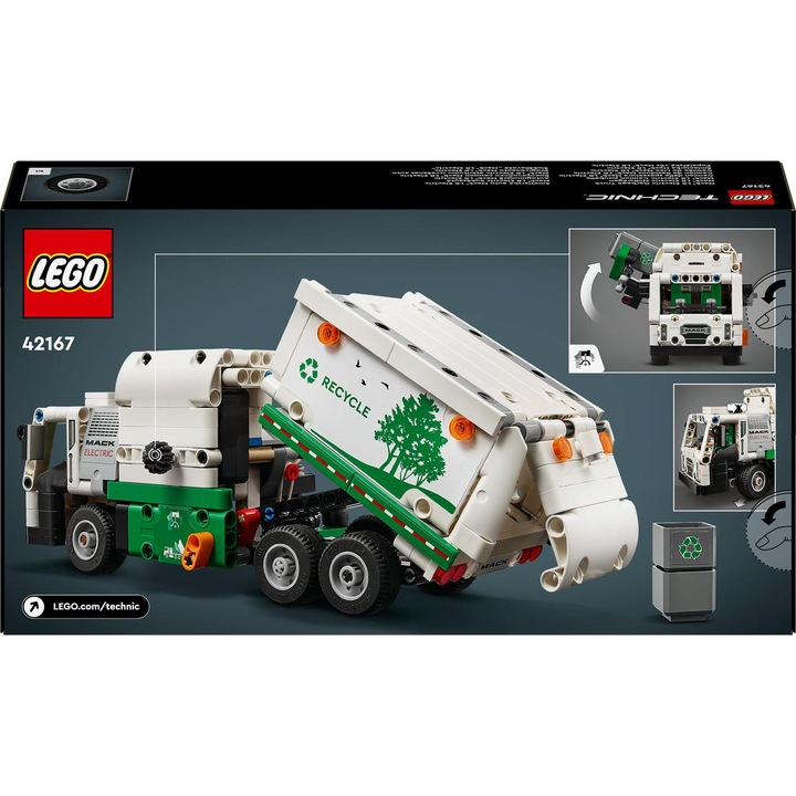 LEGO Technic 42167 Mack LR Elektryczna śmieciarka Samochód z Ładowarką Auto
