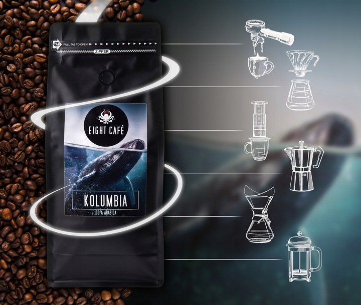 Kawa Ziarnista Świeżo Palona 100% Arabica Kolumbia 1KG Do Ekspresu