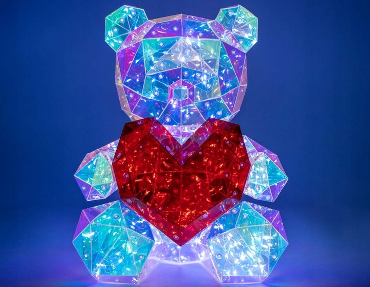 MIŚ ŚWIECĄCY LAMPKA LED USB Z SERCEM 25 CM PUDEŁKO PREZENT WALENTYNKI