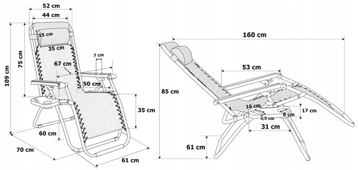 LEŻAK OGRODOWY JASNY BEŻOWY ORION FUNKCJA ZERO GRAVITY