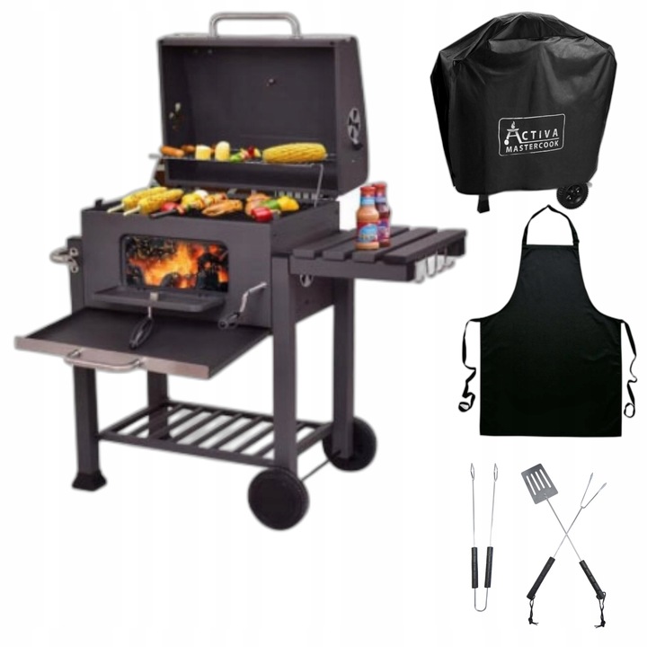 GRILL WĘGLOWY ŻELIWNY ACTIVA ANGULAR 4w1 GRATISY RUSZT ŻELIWNY DUŻY