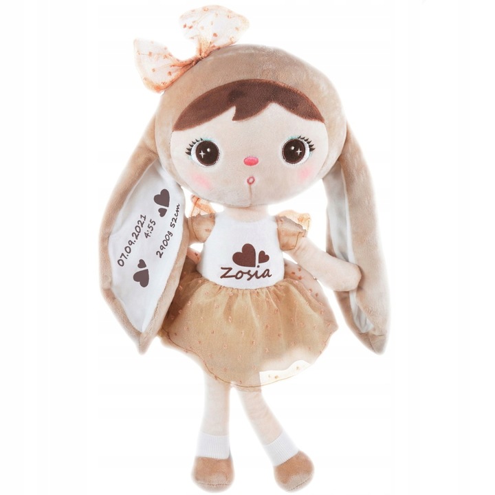 Lalka Metoo z metryczką - PREZENT NA ROCZEK DLA DZIEWCZYNKI maskotka królik