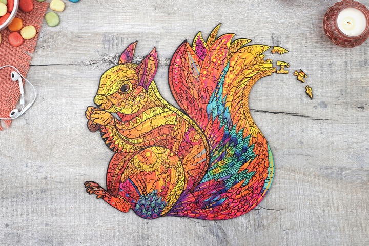 Puzzle Drewniane Premium 3D Układanka dla dorosłych Wiewiórka XL Zwierzęta