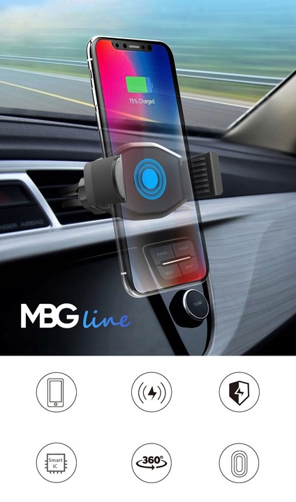 UCHWYT SAMOCHODOWY Z ŁADOWARKĄ INDUKCYJNĄ 15W QI