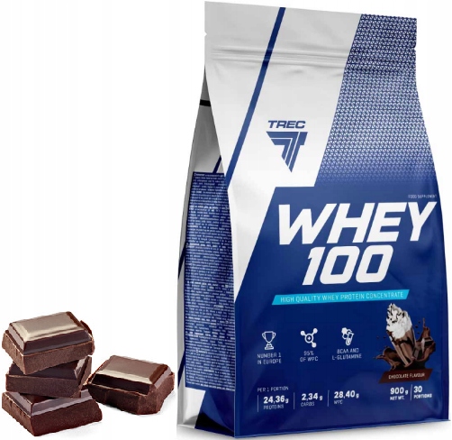 WPC Trec Whey 100 900g PYSZNE BIAŁKO PROTEINY NA MASĘ MIĘŚNIE DO TRENINGU