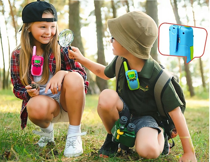WALKIE-TALKIE DLA DZIECI LATARKA ŁOKI TOKI DUŻY ZASIĘG 2X KRÓTKOFALÓWKA RÓŻ