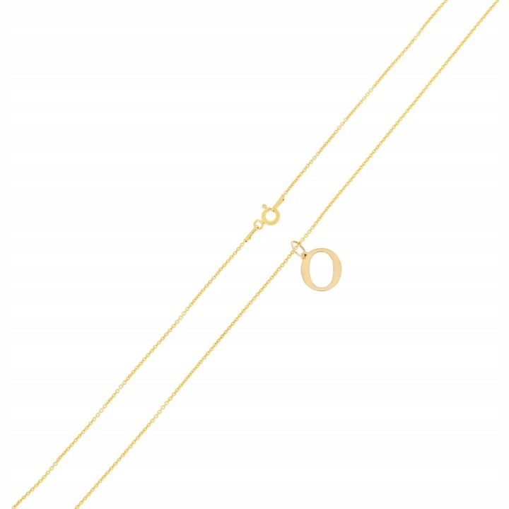 Złota zawieszka literka O pr.585 z łańcuszkiem