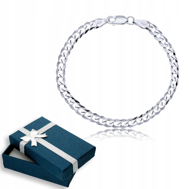 Srebrna Bransoletka 925 Męska Pancerka Dzień Ojca Taty