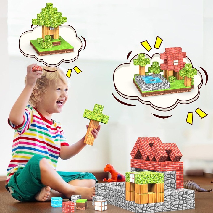 BUDOWANIE MAGNETYCZNE, 100 SZT. ELEMENTÓW MAGNETYCZNE KLOCKI KONSTRUKCYJNE