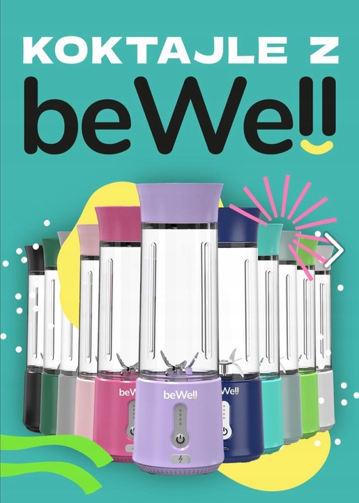 BLENDER KIELICHOWY DO SMOOTHIE I KOKTAJLI RECZNY beWell 500ml BEZPRZEWODOWY