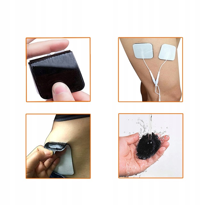 24x żelowe elektrody 5x5cm pin 2 mm TENS EMS SANIT