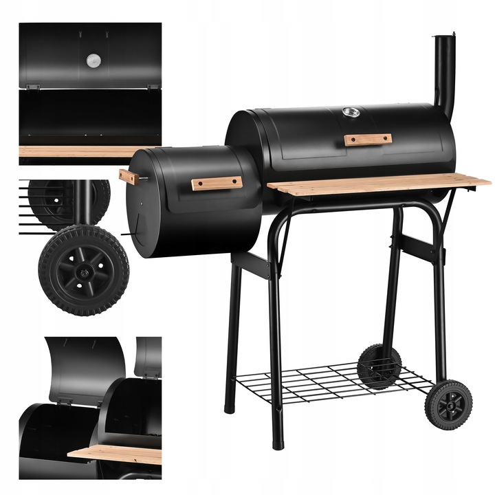 GRILL WĘGLOWY OGRODOWY WĘDZARNIA MARK ADLER ROAST 7.0 NA KÓŁKACH TERMOMETR