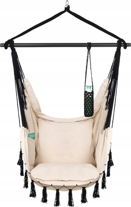 FOTEL WISZĄCY KRZESŁO BRAZYLIJSKIE HAMAK HUŚTAWKA 2 Poduszki + MOCOWANIE