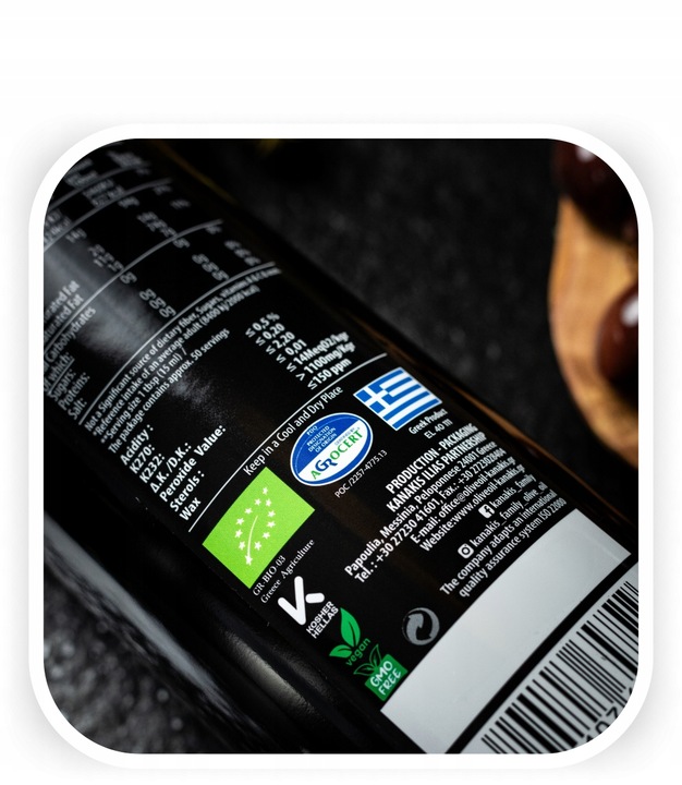 Grecka Oliwa z Oliwek BIO 750ml Extra Virgin z Kalamaty Ekologiczna Kanakis