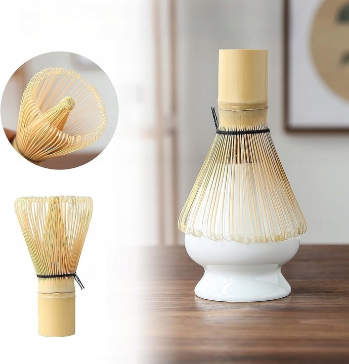 Zestaw prezentowy do herbaty matcha czarka miotełka podstawka łyżeczka