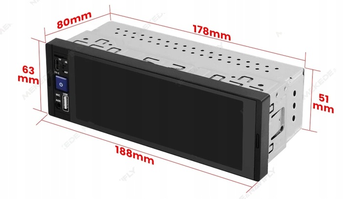 RADIO NAWIGACJA 1DIN CARPLAY ANDROID AUTO MAPY BLUETOOTH AUX