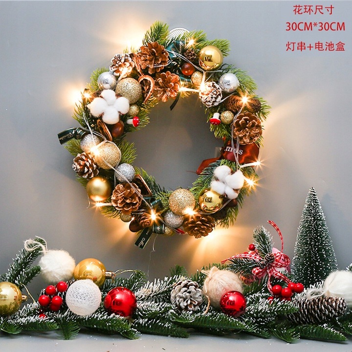 WIANEK ŚWIĄTECZNY LED ŚWIECĄCY WIENIEC STÓŁ DRZWI STROIK DEKORACJA