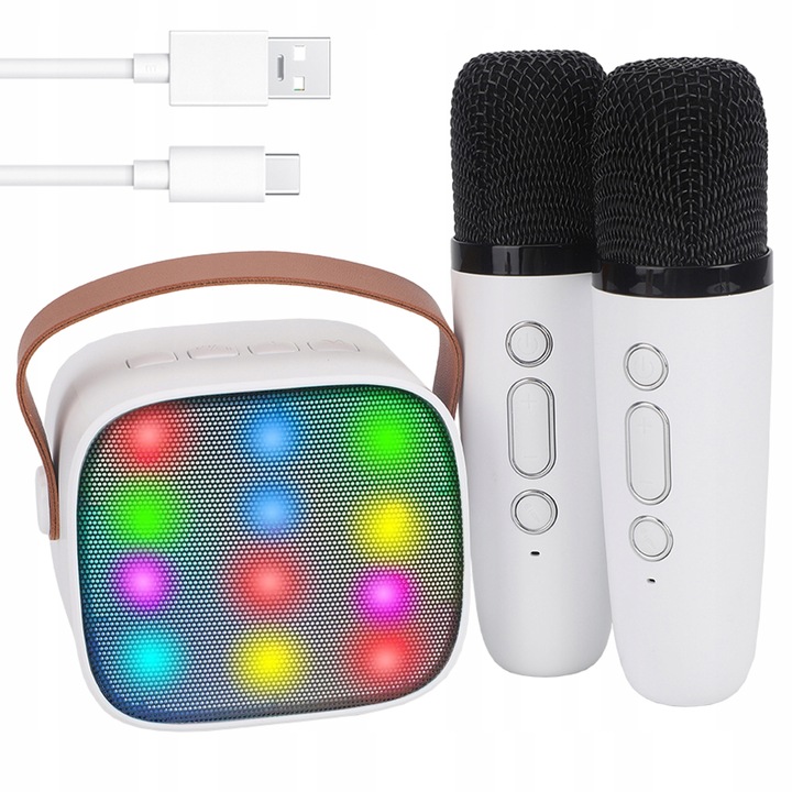 MIKROFON BEZPRZEWODOWY KARAOKE GŁOŚNIKIEM BLUETOOTH GŁOŚNIK Z KOLOROWYM LED