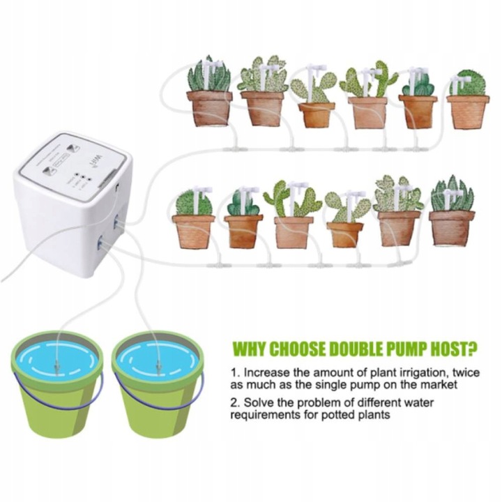 INTELIGENTNY AUTOMATYCZNY PODLEWACZ DO KWIATÓW Z PODWÓJNĄ POMPĄ WIFI