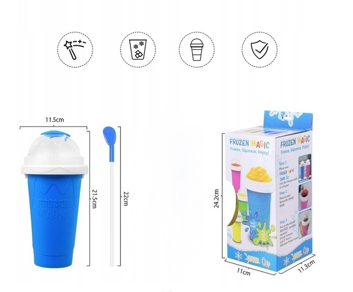 KUBEK DO ROBIENIA LODÓW GRANITY SORBETÓW SLUSHY MROŻONYCH NIEBIESKI