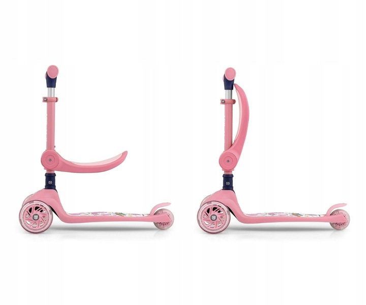 Hulajnoga trójkołowa dla dzieci koła LED Scooter Milly Mally Fuzzy Pink