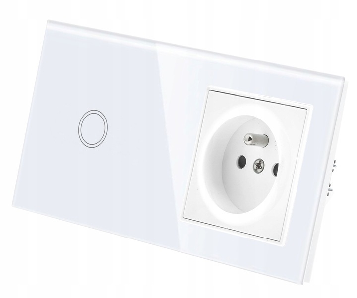 GNIAZDO GNIAZDKO SZKLANE Z BOLCEM Z WŁĄCZNIKIEM POJEDYNCZYM BIAŁE PANEL