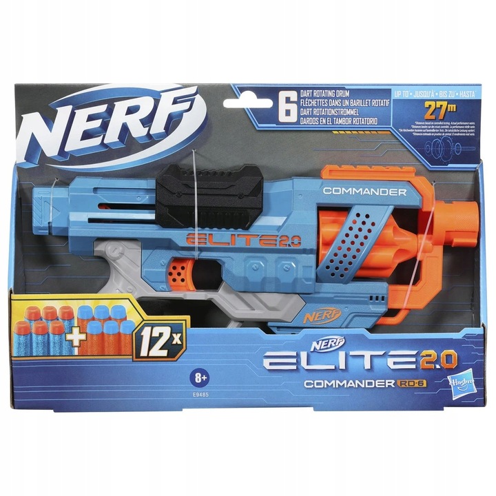 ZESTAW WYRZUTNIA NERF ELITE 2.0 KARABIN COMMANDER RD-6 E9485 + AKCESORIA