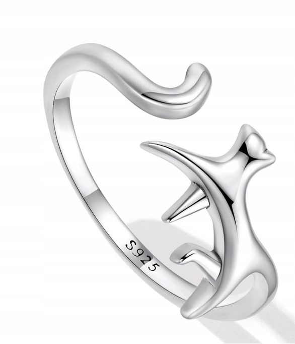 Pierścionek srebrny KOT regulowany s925 +pudełko