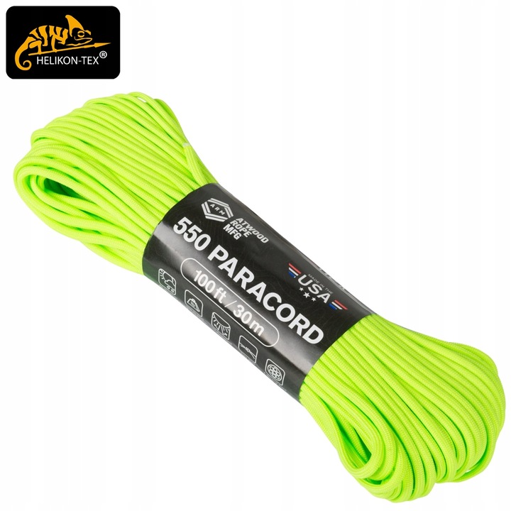 Linka Atwood 550 Rope Paracord 4mm/30m Neon Green