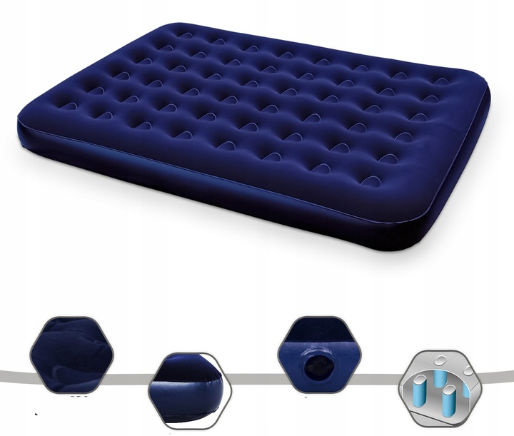 MATERAC JEDNOOSOBOWY DMUCHANY DO SPANIA WELUROWY ŁÓŻKO Z POMPKA 1