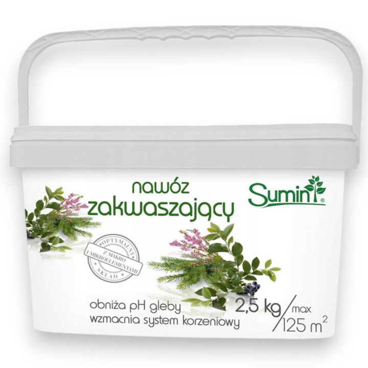 SUMIN ZAKWASZAJĄCY 2,5KG NAWÓZ KWAŚNOLUBNYCH BORÓWKI BORÓWEK WRZOSY