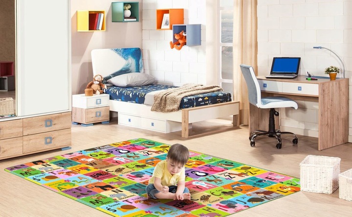 EDUKACYJNA MATA PIANKOWA SZACHOWNICA POLSKI ALFABET 180X200X0,5 DLA DZIECI