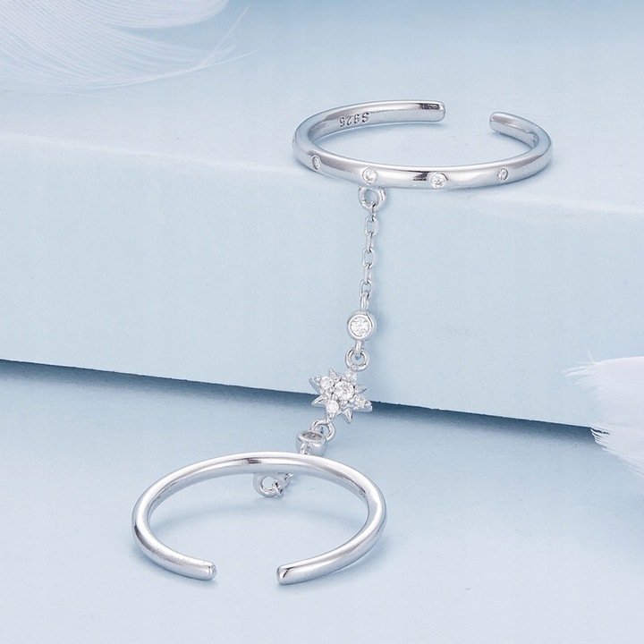 Pierścionek Srebrny Regulowany Podwójny Srebro 925