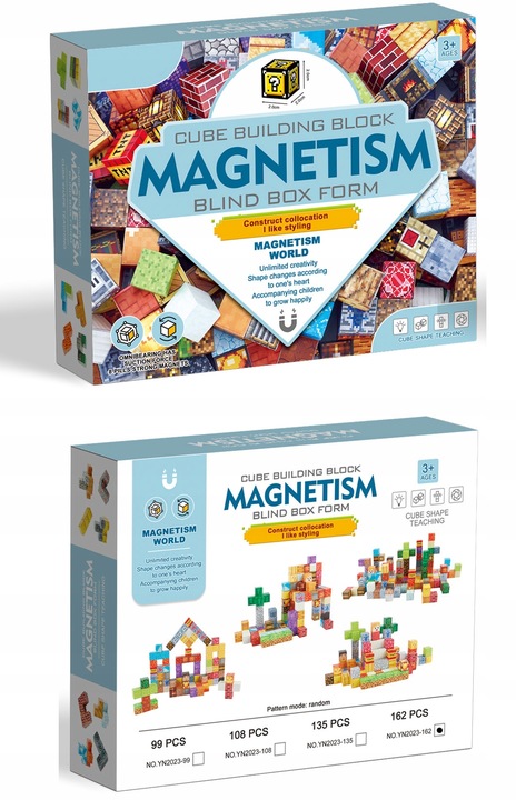 KLOCKI MAGNETYCZNE 2 cm kostki budowlane konstrukcyjne BLOKI SZEŚCIANY 162