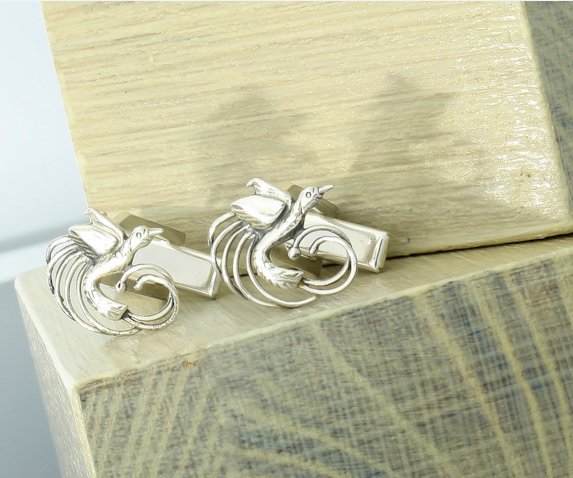 Spinki do mankietów ptak Feniks nieśmiertelność