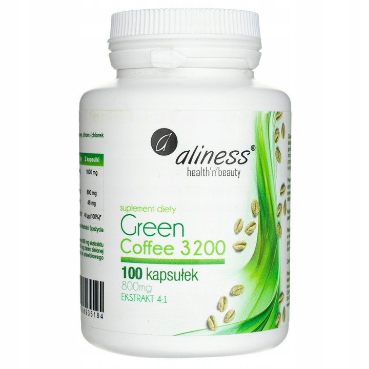 Aliness Zielona Kawa Chrom Kofeina Odchudzanie Energia Umysł 100 kapsułek