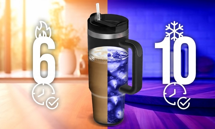 KUBEK TERMICZNY ZE SŁOMKĄ TERMOS Z UCHWYTEM NA HERBATĘ KAWĘ SZCZELNY 1200ML