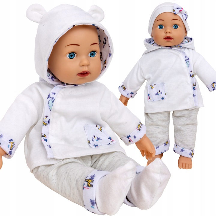 Wózek dla lalek 3w1 SPACEROWY GŁEBOKI + INTERAKTYWNA LALKA BOBAS zestaw XXL