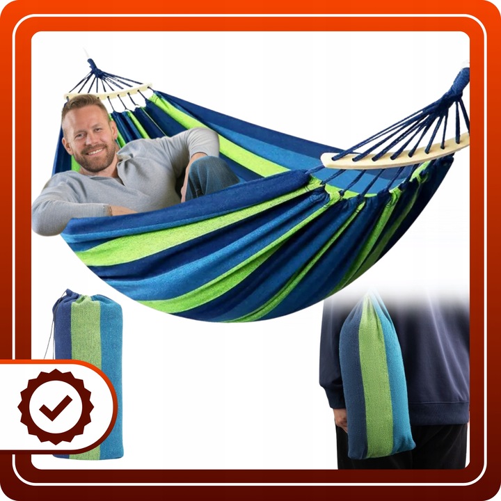 Hamak Ogrodowy XXL Bawełniany mocny turystyczny 2 osobowy huśtawka + torba