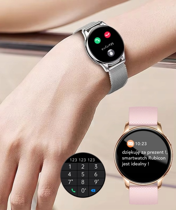 SMARTWATCH DAMSKI ZEGAREK AMOLED MENU PL ROZMOWY 2 PASKI + SŁUCHAWKI GRATIS